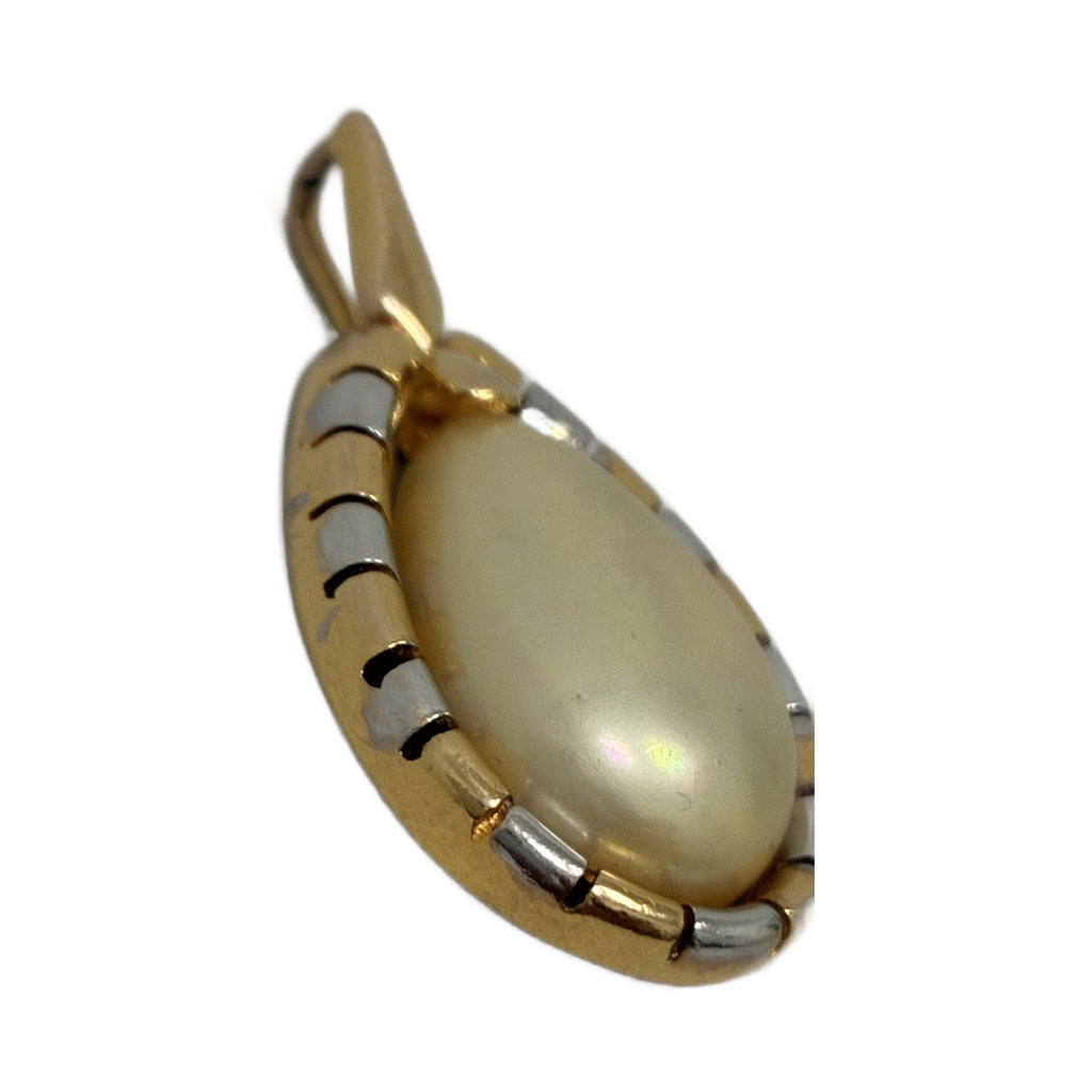 Colgante Perla Mabe Plata 925 Chapada en Oro | Joya Vintage Usada