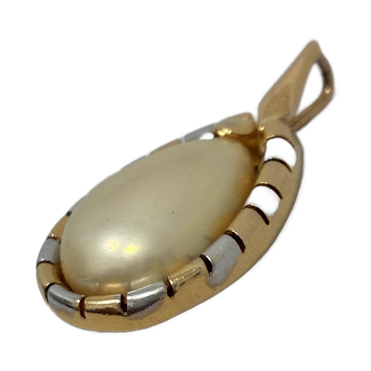 Colgante Perla Mabe Plata 925 Chapada en Oro | Joya Vintage Usada