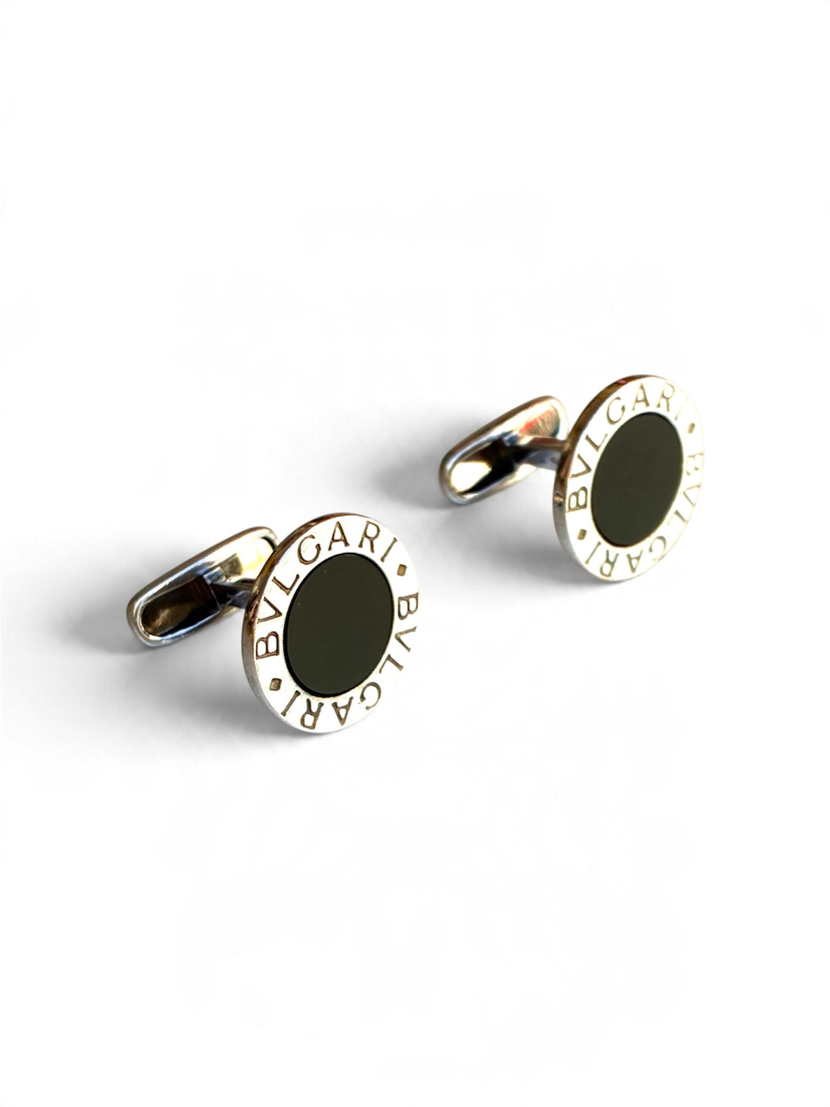 Bvlgari Bvlgari Cufflinks - Sterling Silver 925 & Black Onyx - Authentic